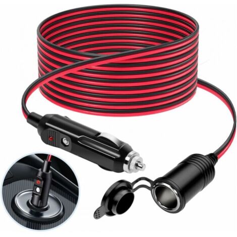 QWORK Prolunga Accendisigari Auto 4m 16AWG Con Fusibile 15A E LED - 12V/24V Per Auto E Barca - 2