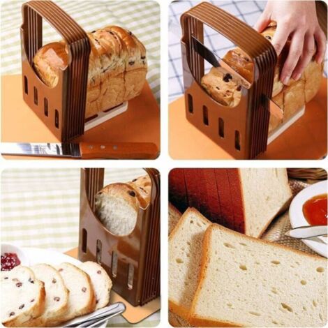Affetta Pane In Legno Regolabile Con Guida 3 Posizioni, Base Antiscivolo E Lama Nascosta, Compatto E Facile Da Pulire, Per Pane, Frutta E Verdura