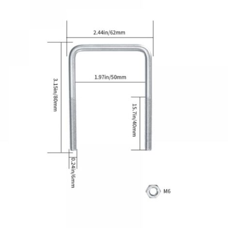 Cavallotti Auto Bulloni A U In Acciaio Inox - Set Da 6 Pezzi (80x50mm) Con Dadi E Piastre Staffe A U - Foto 3