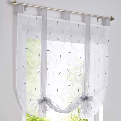 HOMSFOU Tenda Mantovana In Pizzo Nero Con Ricami Floreali Per Cucina 137x61 Cm - 5