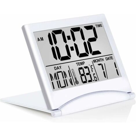Haofy Sveglia Digitale Pieghevole Portatile Con Termometro E Timer - Orologio LCD Con Retroilluminazione Soft - 5