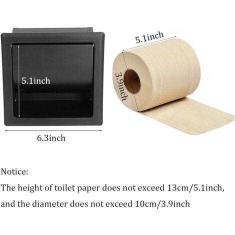 Porta Carta Igienica Da Incasso In Acciaio Inox Nero Opaco - Grande Capacità Per Bagno O Camper, 63x17x14 Cm