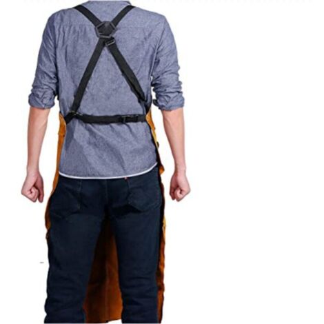 Grembiule da saldatore con tasche, grembiule da lavoro in pelle