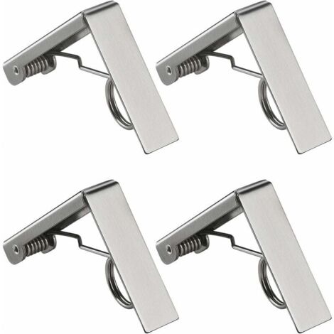 Clip Ferma Tovaglia In Acciaio Inox | 4 Pezzi | Per Picnic, Esterno, Matrimoni | Antiruggine | Fissaggio Facile | 7,4x4,5 Cm