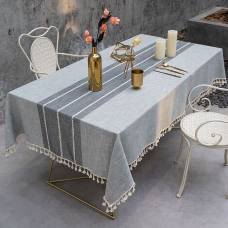 Tovaglia Rettangolare In Cotone E Lino Con Volant - Grigio, 90x90 Cm, Per Tavolino Da Caffè