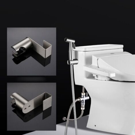 Set Doccia Bidet Per WC In Acciaio Inox SUS304 – Kit Completo Con Adattatore A T, Tubo Antiesplosione E Supporto Da Parete (G1/2, Nero)
