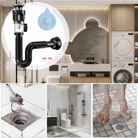 Scarico Lavandino, Piletta Lavabo Bagno, Sifone Lavabo Flessibile, Set Di Scarico Per Lavandino Per Bagno Cucina Tubo Scarico Lavandino Resistente Agli Odori E Agli Insetti Anti-Intasamento