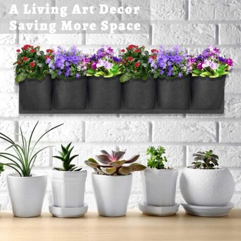 Borsa per coltivazione appesa orizzontale a 6 tasche, vaso da fiori da giardino, layout di fioriera, borse per piantare verticali impermeabili da appendere alla parete