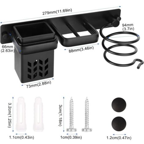 Porta asciugacapelli, Porta organizer per asciugacapelli a parete