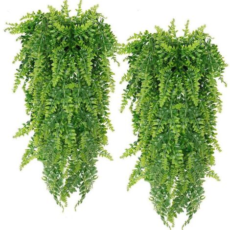 CEWOR - 2 piante artificiali da appendere, 1,1 m, edera finta con foglie, per pareti di casa