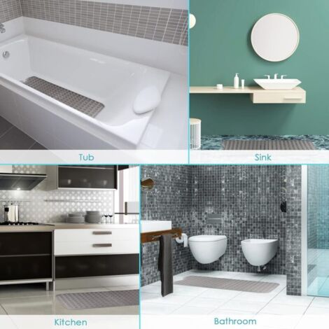 Tappetino Da Bagno Antiscivolo Mantto – 71×40 Cm, Con Ventose, Grigio, Lavabile In Lavatrice, Massaggio Piedi - 5