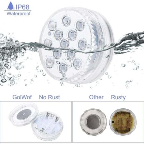 GolWof Confezione Da 2 Luci LED Sommergibili Da 13 LED, 16 Colori RGB Impermeabili Ip68 Con Telecomando Per Decorazioni Per Piscine E Matrimoni 92018883 - Foto 10