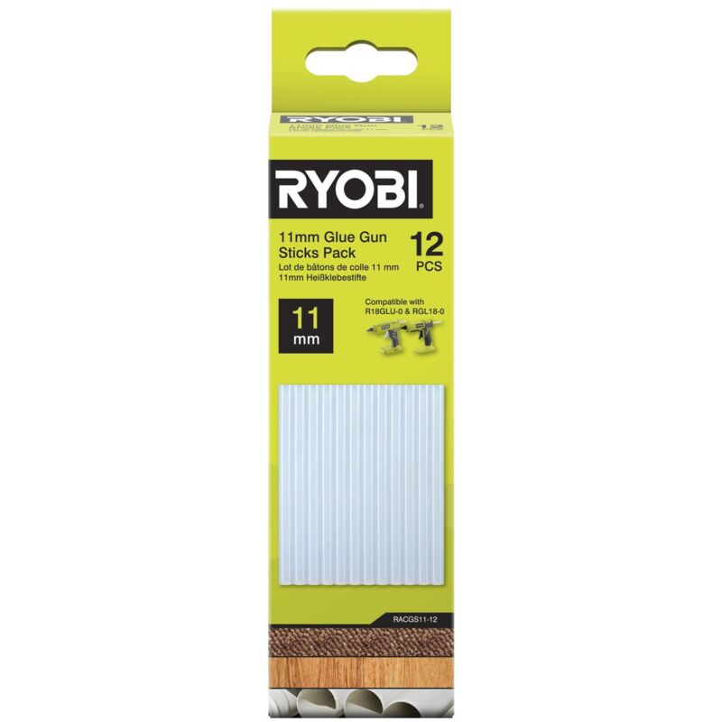RYOBI Lot de 12 bâtons de colle - 11 mm - pour pistolet R18GLU et RGLU18