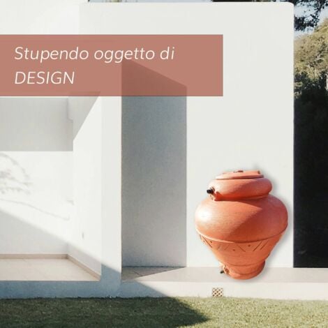 Serbatoio Acqua Elegante con Predisposizione Rubinetto 300 o 500 Litri, Cisterna Design Terracotta, Vaso Antico, Anfora, in Plastica Acqua Piovana 300 LT
