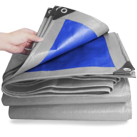 Telo Impermeabile Esterno, Telone Occhiellato 245g/mq Telo Protettivo Multiuso Antistrappo per Auto, Barche, Piscina, Giardino 6X10