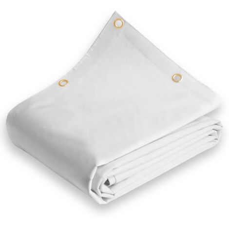 TELO IMPERMEABILE 650 GR/M² TELONE PER CAMION PESANTE BIANCO CON OCCHIELLI 5X8