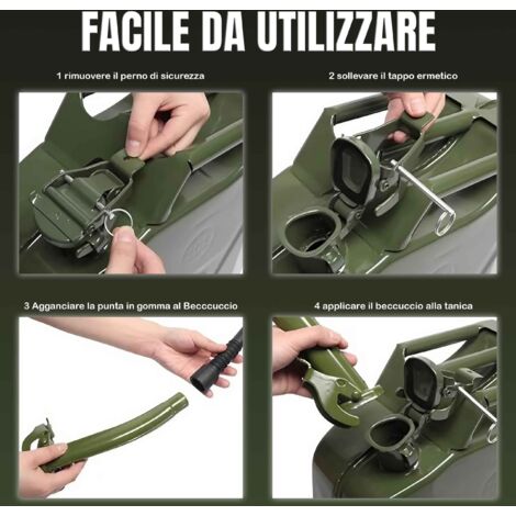 SPARES2GO verde tanica con flessibile becco (5 litri, confezione da 2