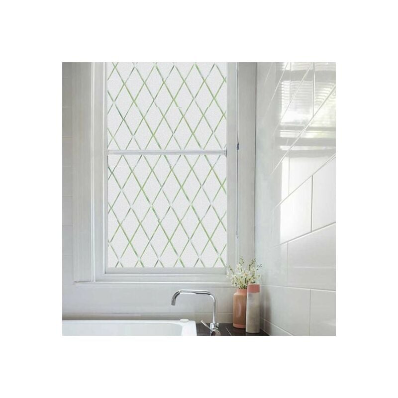 Simple Fix Fensterfolie - Diamantdruck 70 x 300 cm - Sichtschutzfolie Fenster  Folie, Isolierfolie - Fensterfolie Blickdicht Selbsthaftend - Kariert