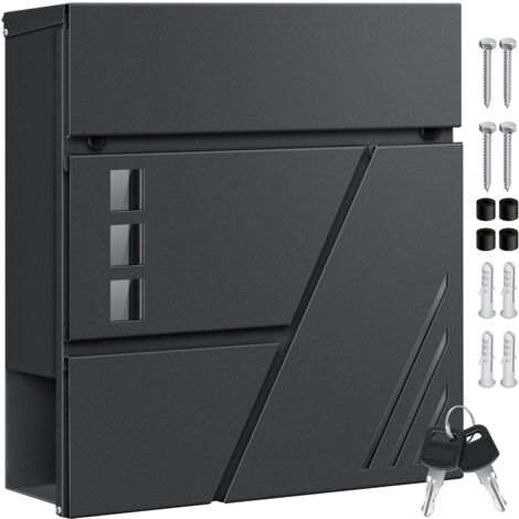 Boîte Fumeur Thirard Applique Noire - 147x325x60 Mm - Cendrier Amovible Acier - Verrouillage Clé - 2 Clés Incluses