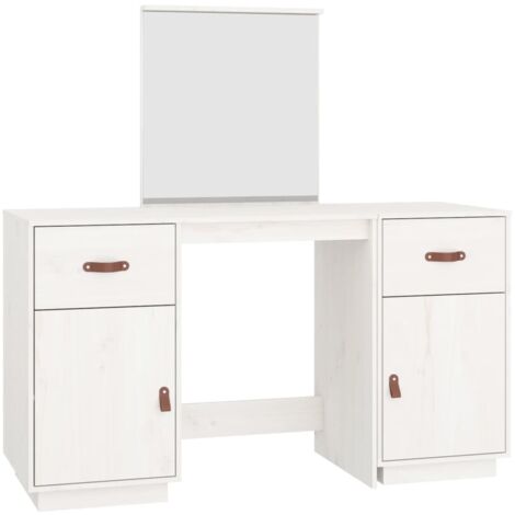 Tocador De Maquillaje Con Espejo - Madera Y MDF Blanco, Cajón Amplio, Diseño Elegante, Medidas 85x46x149 Cm, Para Dormitorio O Vestidor