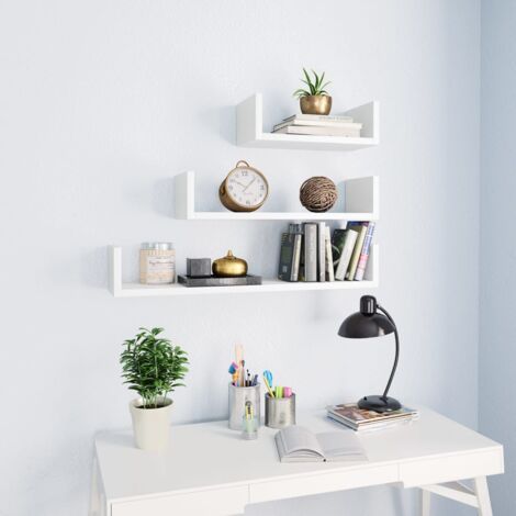 Estante de pared,Estante flotante 3 piezas madera contrachapada blanco vidaXL