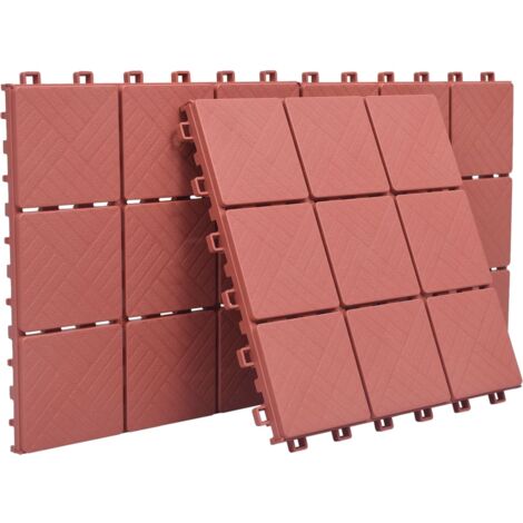 Baldosas de terraza 10 uds plástico rojo 30,5x30,5 cm vidaXL412645