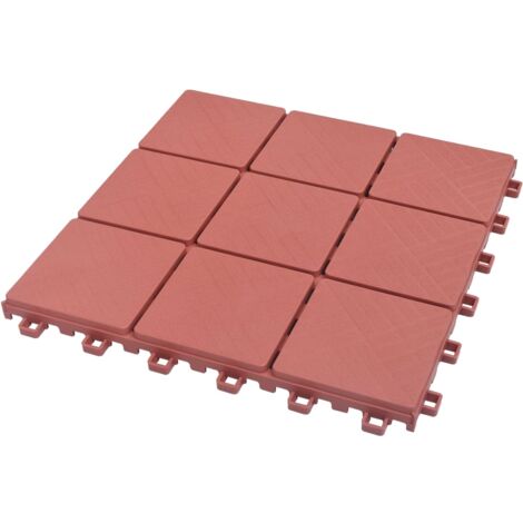 Baldosas de terraza 10 uds plástico rojo 30,5x30,5 cm vidaXL412645