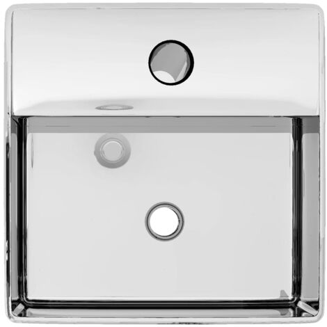 Lavabo elegante con orificio para grifo 38x30x11,5 cm cerámica plateado vidaXL
