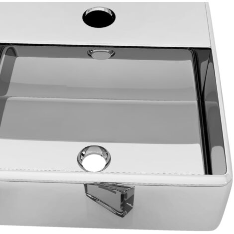 Lavabo elegante con orificio para grifo 38x30x11,5 cm cerámica plateado vidaXL