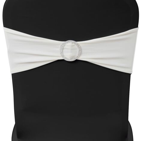 Moño decorativo elástico para sillas con hebilla 25 pzas Crema vidaXL305368