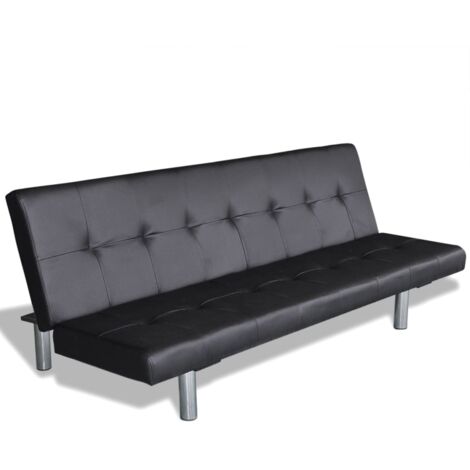 Sofá cama con dos cojines cuero artificial ajustable negro vidaXL640583