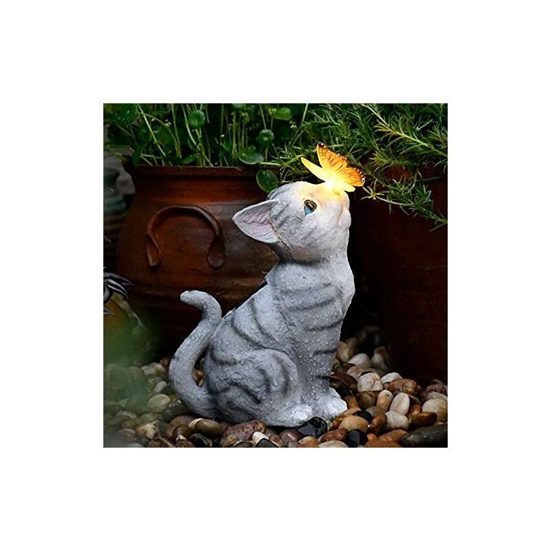 Figurine de chat décorative pour jardin, Décoration de jardin, Papillons  Lampes solaires pour extérieur, Balcon Décoration de jardin, Layout Chat  mignon Papillon Ornements en résine Lampes solaires : : Jardin