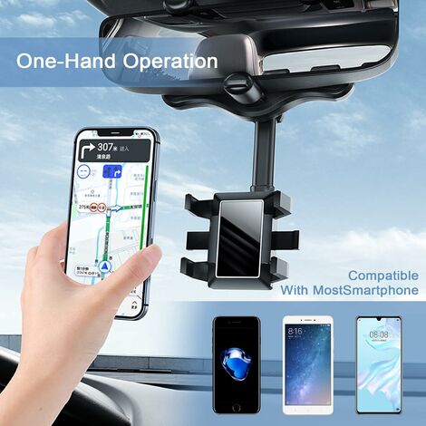 Support de Téléphone Rétroviseur Voiture Montage, Support de Fixation pour  rétroviseur de Voiture Rotatif à 360 Degrés Universal pour Smartphone  GPS,Largeur 3 à 5,5 Pouces : : High-Tech