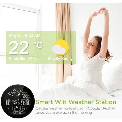 Station Météo WiFi, WLAN Thermometre Interieur Exterieur Sans fil avec 3  Capteurs Extérieurs, Avec Écran LCD