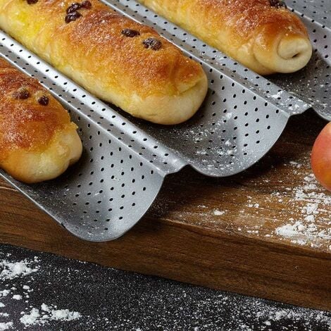 Support de cuisson perforé pour 3 Baguettes de pain Maison