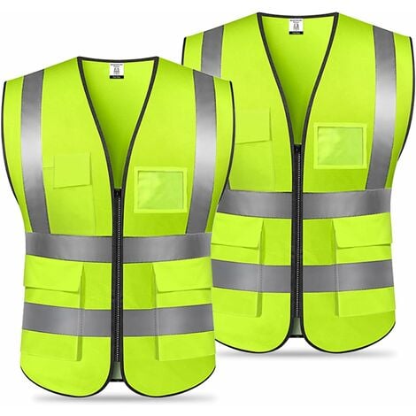 Gilet de travail de sécurité haute visibilité avec bandes réfléchissantes  et poches
