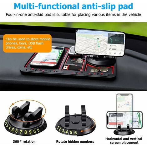 Tapis antidérapant pour voiture avec support de navigation rotatif  multifonctionnel pour tableau de bord (téléphone portable, GPS…) -  Équipement auto