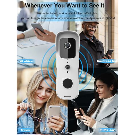 Ring sonnette vidéo sans fil (Video Doorbell), Sonnette extérieure avec  caméra HD 1080p, visiophone, détection de mouvements, sur batteries,  installation facile