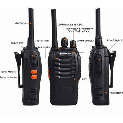 Baofeng Talkie Walkie Longue portée Rechargeable Professionnelle 16 Canaux  PMR Talkies-Walkies Radio，avec oreillette, USB