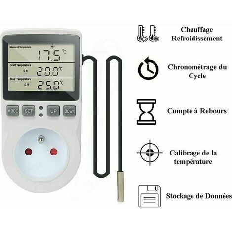 Ulisem Prise Thermostat Regulateur de Temperature Numerique 220V