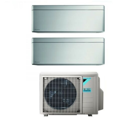 Daikin Bluevolution Dual Split Inverter Klimagerät Serie STYLISH TOTAL SILVER 9+12 mit 2MXM50A R-32 Wi-Fi Integrated 9000+12000 Farbe Grau Italienische Garantie (1/5)