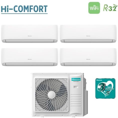 Hisense Quadri Split Inverter-Klimaanlage Serie HI-COMFORT 7+7+12 mit 4AMW105U4RAA R-32 Wi-Fi Integrated 7000+7000+12000 - Neu