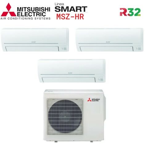 Mitsubishi Electric Serie SMART MSZ HR 9000+12000+12000 Trial Split-Klimagerät mit MXZ-3HA50VF Wi-Fi Optional 9+12+12 - NEW Gas R-32