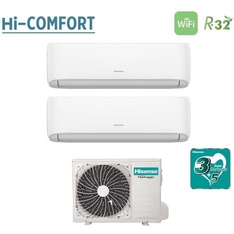 Hisense Dual Split Inverter-Klimaanlage HI-COMFORT 12+12 Serie mit 3AMW72U4RFA R-32 Wi-Fi Integrated 12000+12000 - Neu