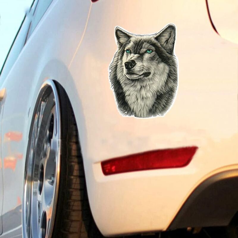 Wolf Auto Aufkleber, 2 Stück Realistische Wolfskopf Vinyl Aufkleber