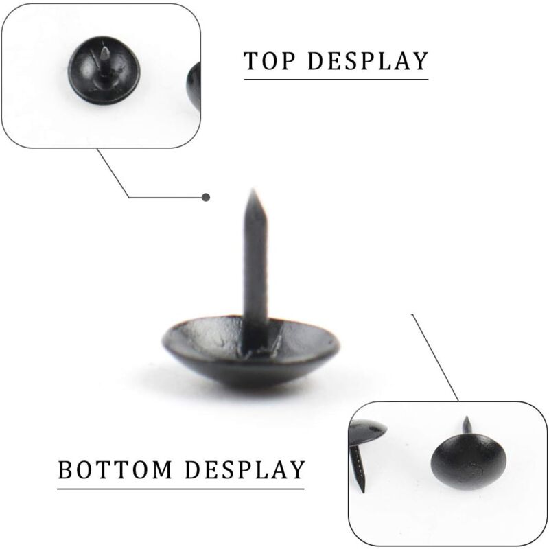 sourcing map 200 Stück Polsternagelspitze, Polsternagel, Teppich-Drucknadel für Möbeldekoration, Schwarz, 9 x 9 mm