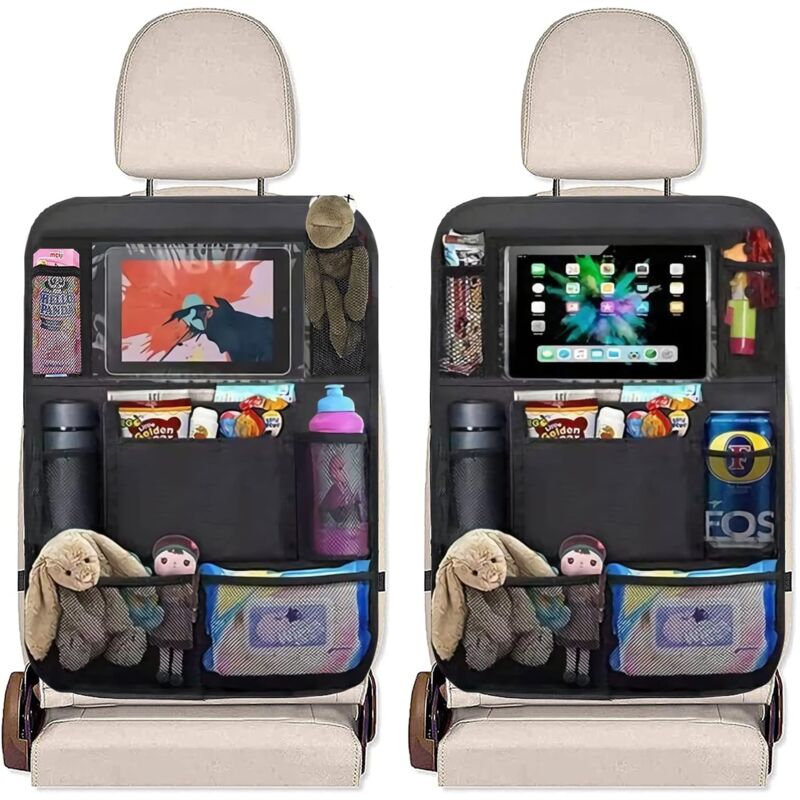 Yaunming 2 stuks autostoelorganizer, auto-organizer, rugleuningbescherming auto kinderen, met 10 opbergzakken, waterdicht en gemakkelijk te reinigen, auto-accessoires interieur