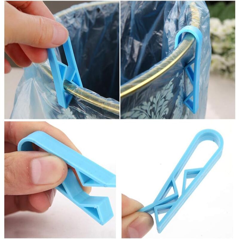 Produktbild von 8er Set Müllsack-Clips - Rutschfeste Halterungen Für Mülleimer In Blau