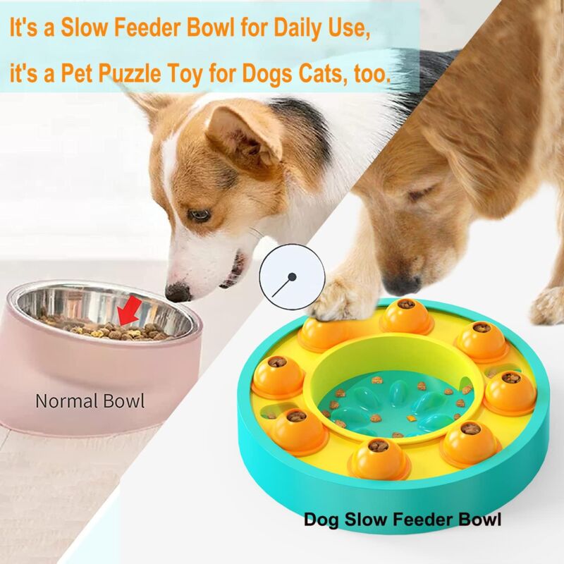 Slow Feeder Hundenapf Mit Drehbarem Deckel – Interaktives Puzzle-Spielzeug Für Hunde | Fördert Langsames Fressen & Geistige Beschäftigung