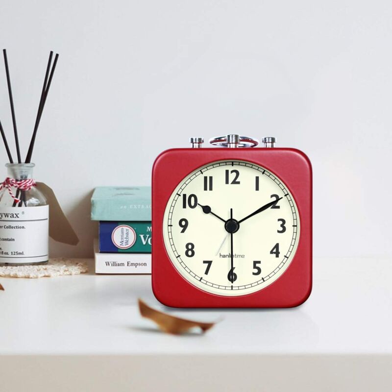 PRETYZOOM Mini Wecker Aus Metall – Kleine Tischuhr In Rot, Leiser Betrieb – Dekorativ Für Schlafzimmer, Kinderzimmer & Büro